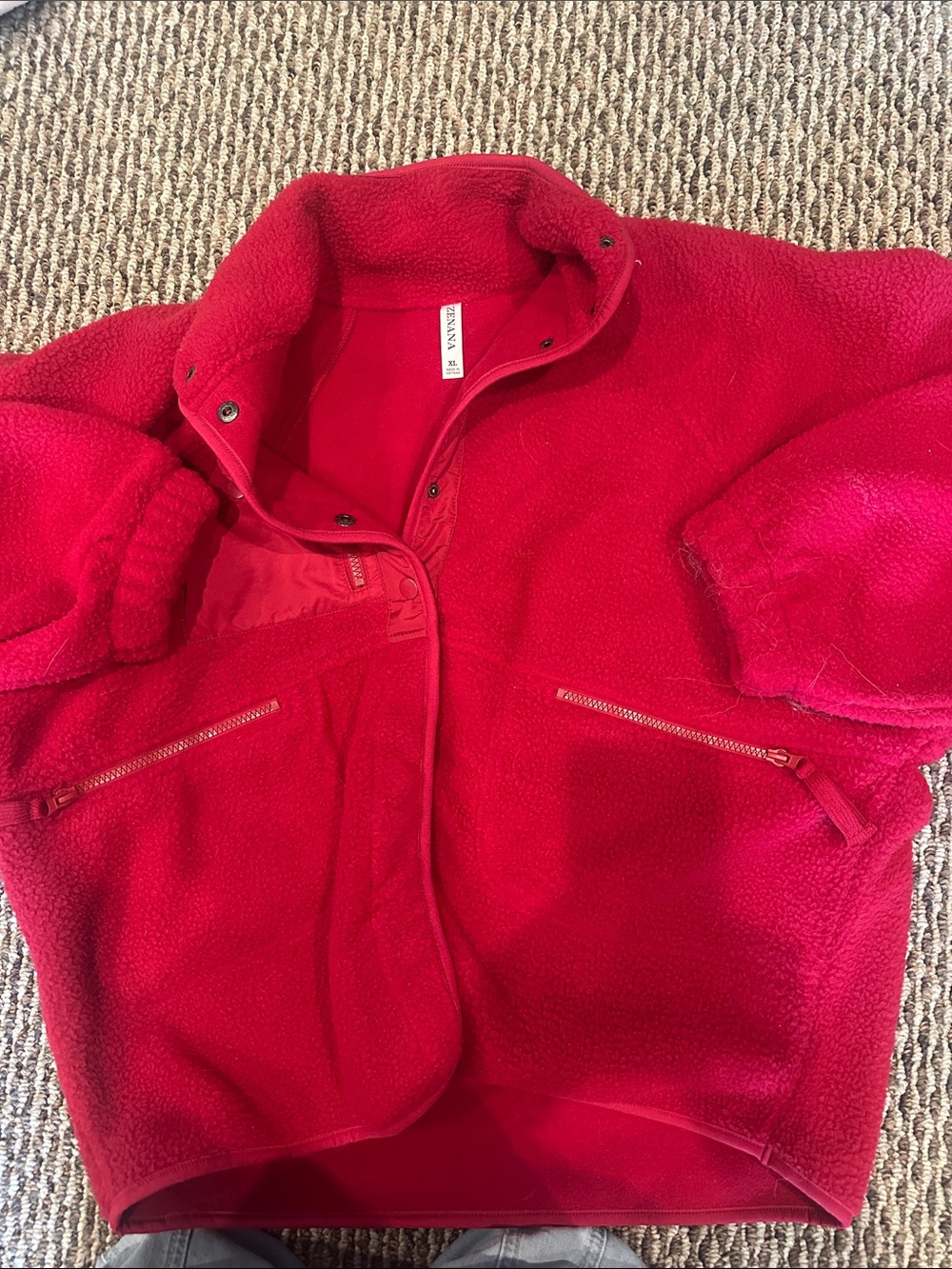 Zenana Outfitters Women's Red Teddy Fleece Jacket